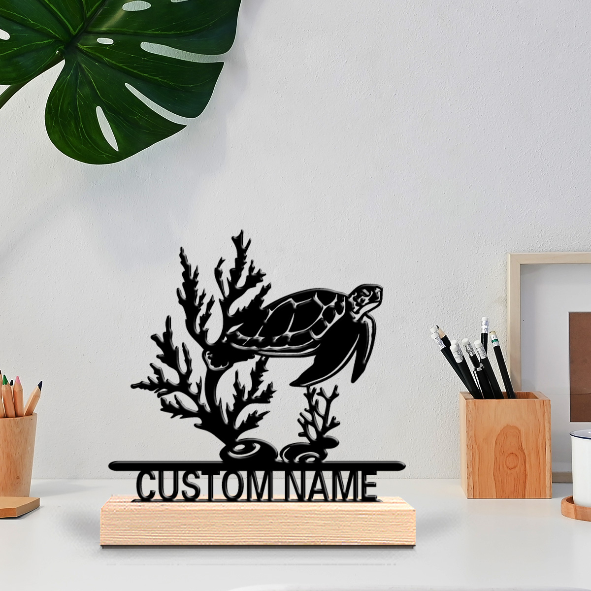 Letter S Art Craft - 1pc Patung Logam Kura-kura Laut Abstrak