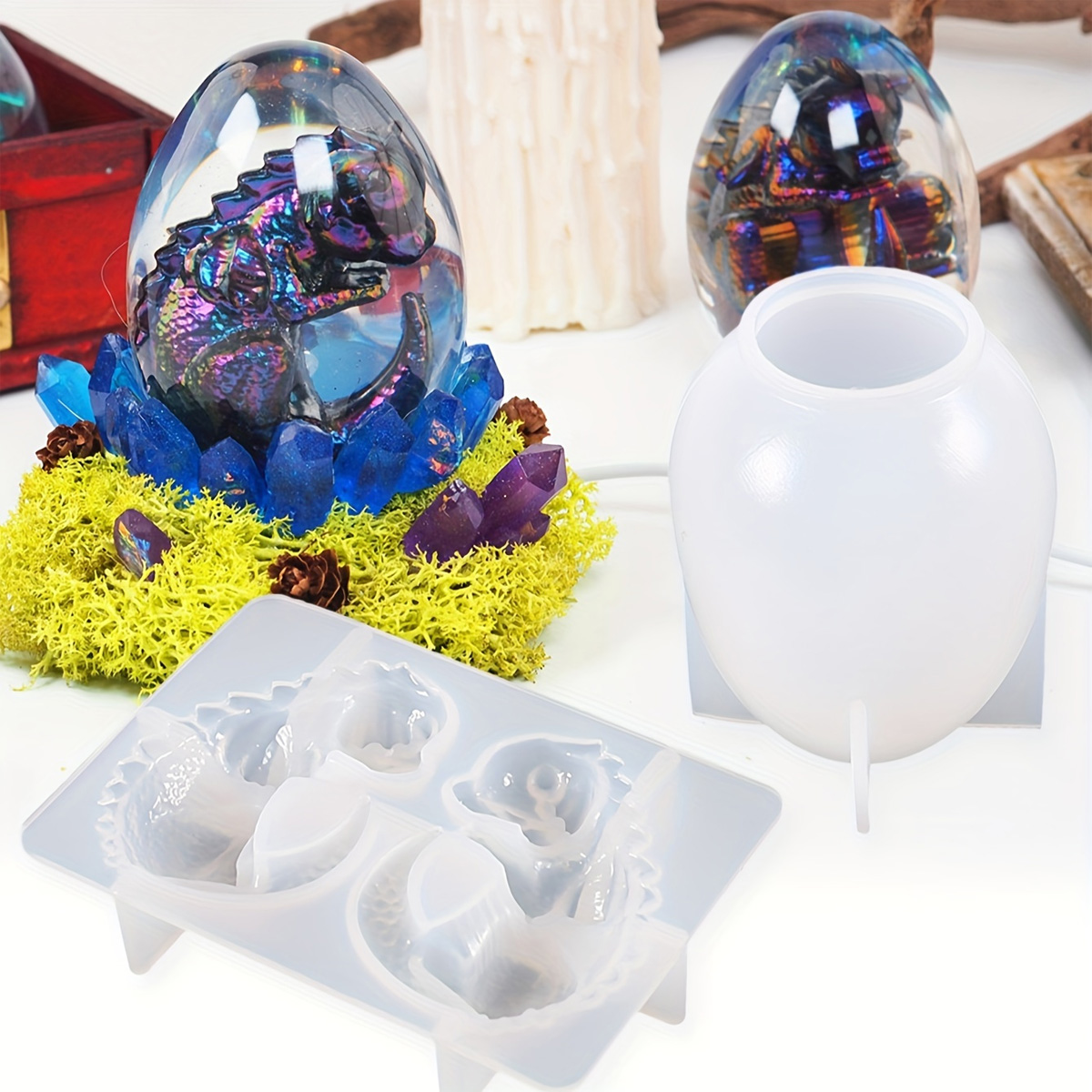 Dinosaur And Craft - Cetakan Telur Naga Silikon, Set 2