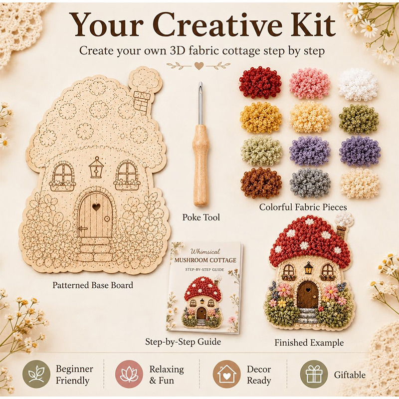 Kit Seni Poke Kain 3D Rumah Ja - Art Craft Display ulasan dan harga