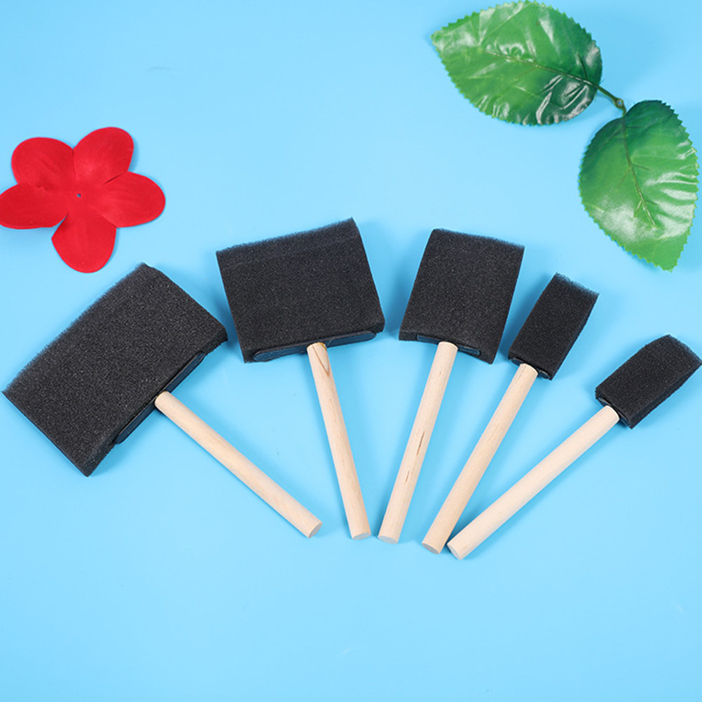 10 Buah Kuas Spons Gagang Kayu - Art And Craft With Paint ulasan dan harga